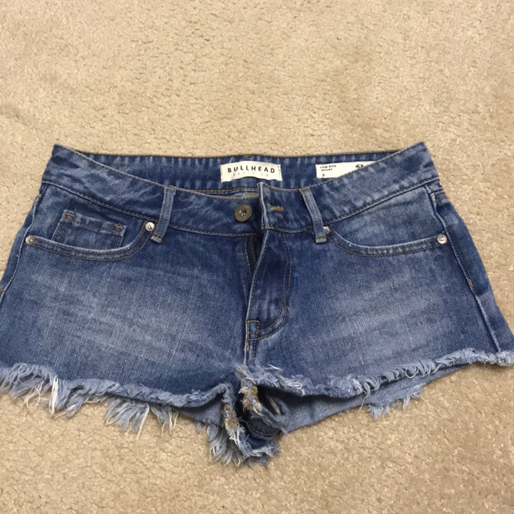 Low rise blue jean shorts